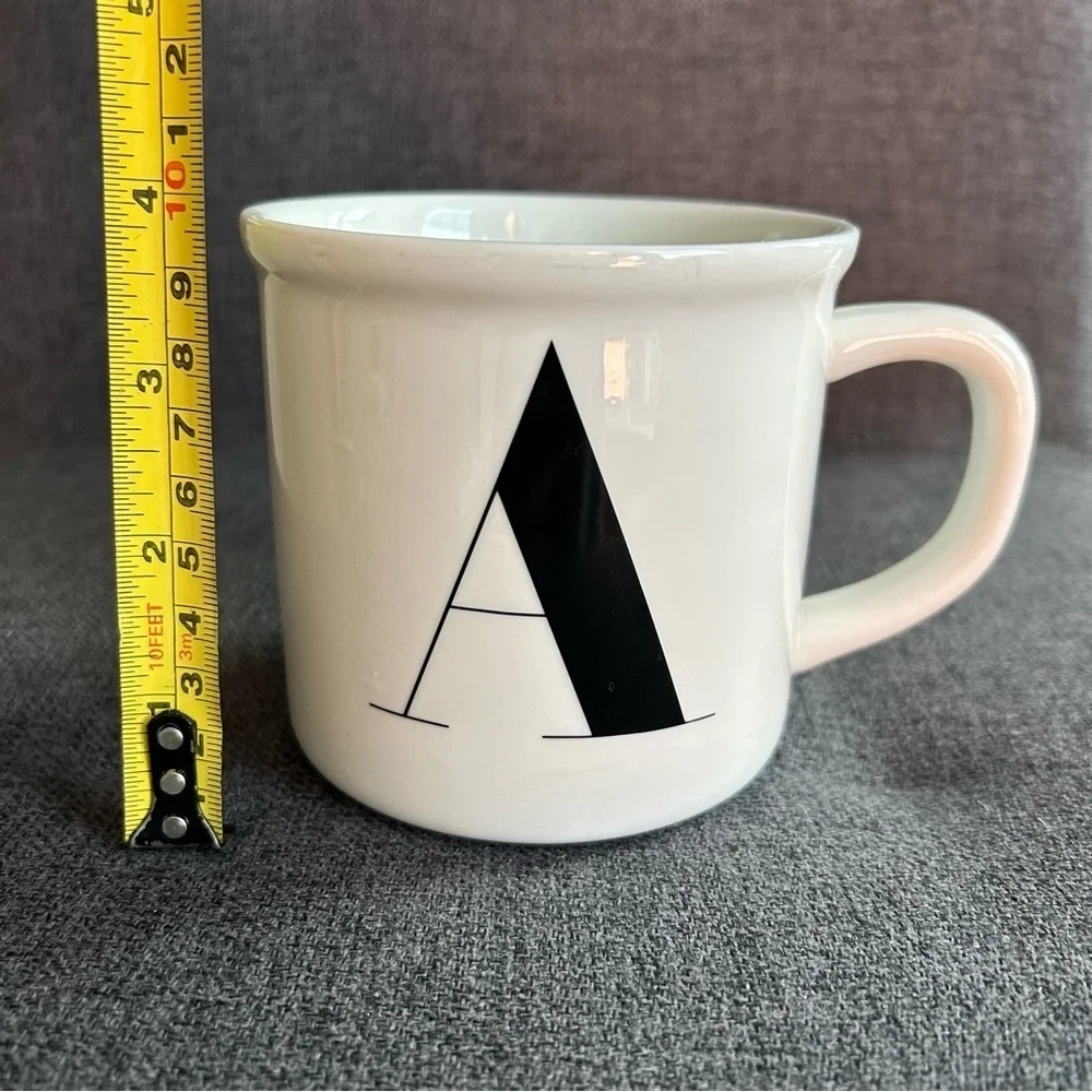 “A” Initial Coffee Mug, White, Black, 16 oz